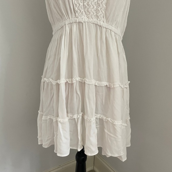 Justily Tiered Crochet VNeck Sleeveless Mini Dress Large‎ Coastal Cowgirl Angel - Picture 3 of 11